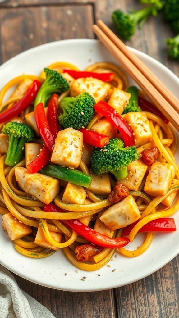 Quick and Flavorful Garlic Chicken Zucchini Noodles Stir Fry
