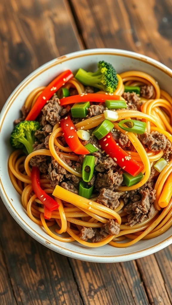 Quick and Flavorful Mongolian Ground Beef Noodles