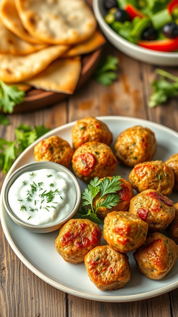 Savory Greek Turkey Meatballs with Creamy Tzatziki
